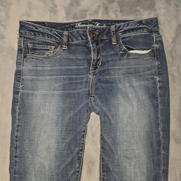 American Eagle Skinny Kick Jeans Womens 10 Blue Super Stretch - Picture 2 of 16